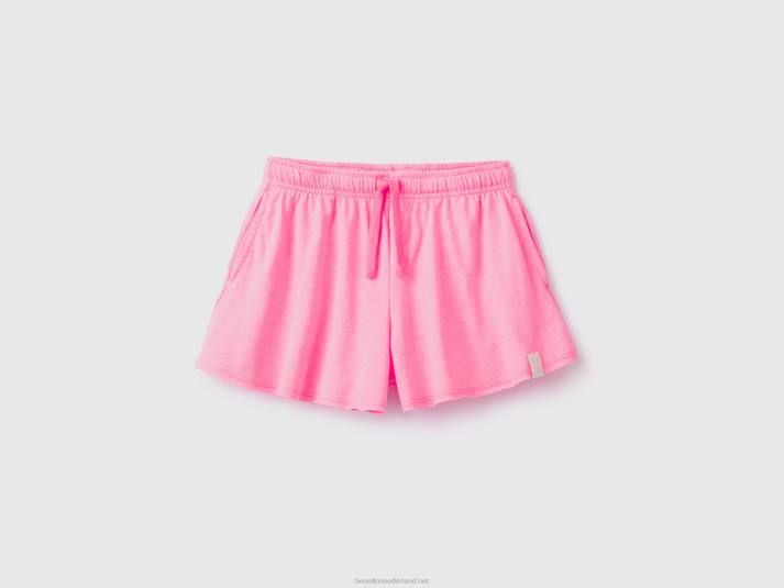 kinderen Benetton korte broek van gerecyclede stof Neon roze 4R622655