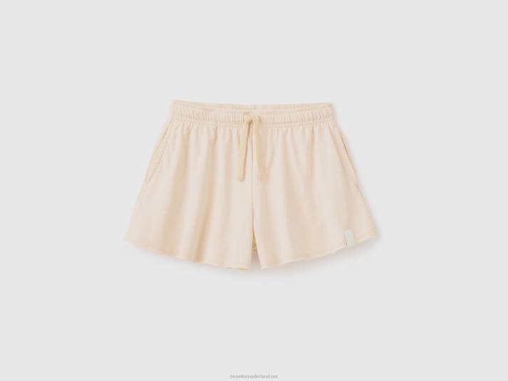 kinderen Benetton korte broek van gerecyclede stof romig wit 4R622650