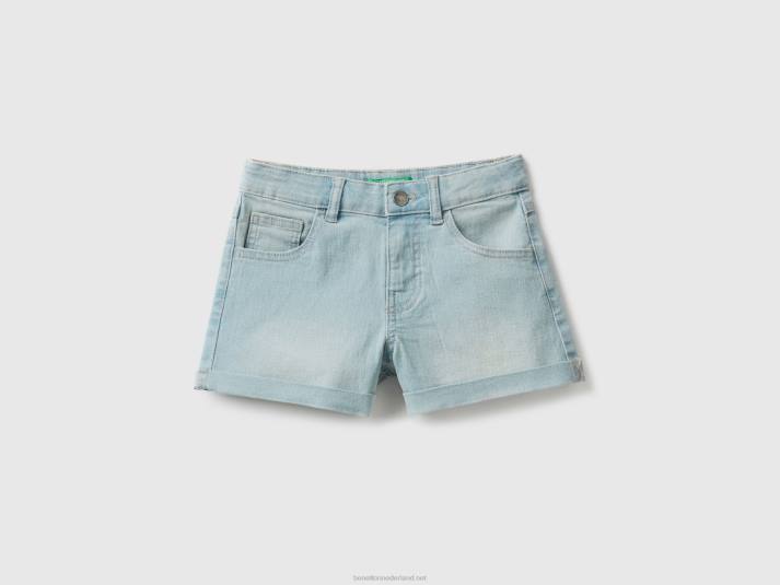 kinderen Benetton korte spijkerbroek van "eco-recycle" denim lichtblauw 4R625458