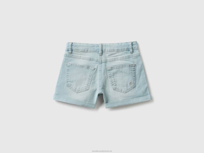 kinderen Benetton korte spijkerbroek van "eco-recycle" denim lichtblauw 4R625458