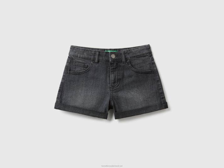 kinderen Benetton korte spijkerbroek van "eco-recycle" denim zwart 4R625433