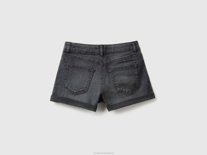 kinderen Benetton korte spijkerbroek van "eco-recycle" denim zwart 4R625433