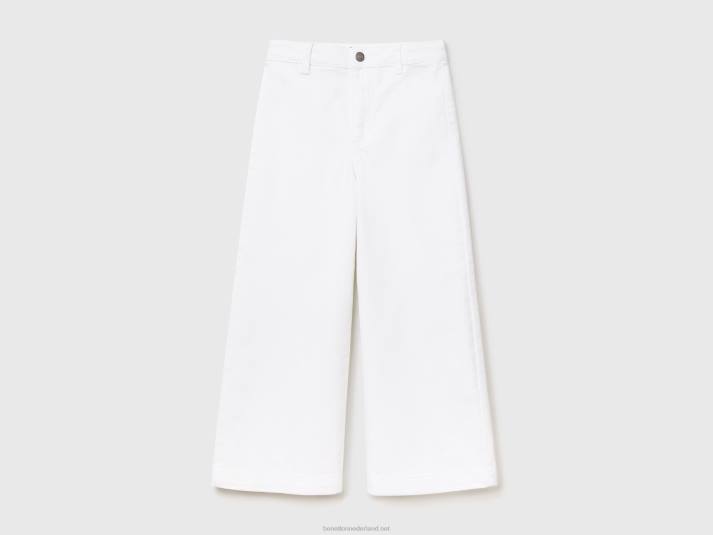 kinderen Benetton palazzo broek van stretchkatoen wit 4R622635
