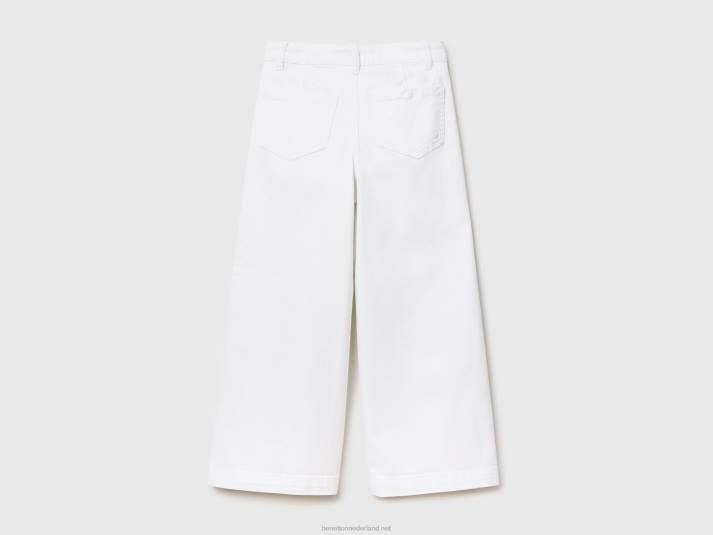 kinderen Benetton palazzo broek van stretchkatoen wit 4R625454