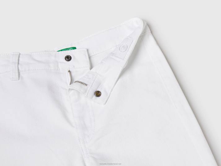 kinderen Benetton palazzo broek van stretchkatoen wit 4R625454