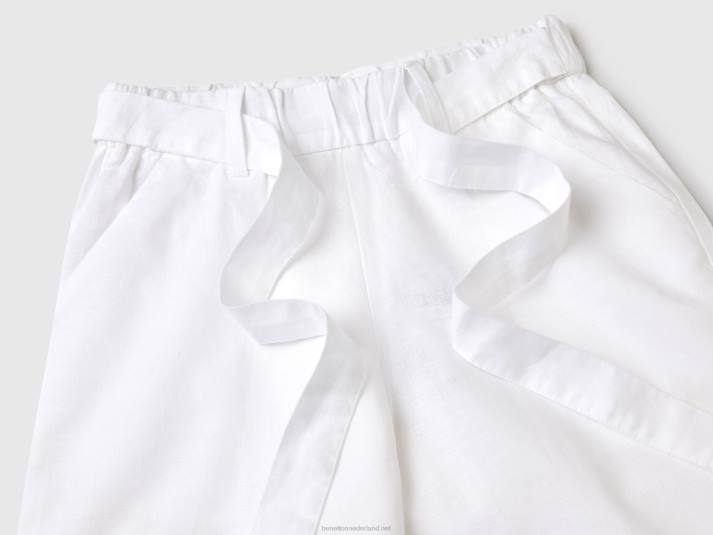 kinderen Benetton palazzobroek van linnenmix wit 4R622669