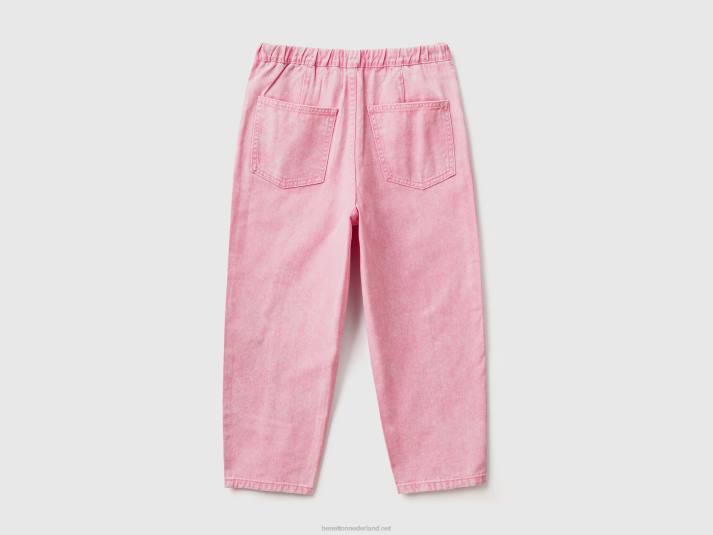 kinderen Benetton paperbagbroek van 100% katoen roze 4R622708