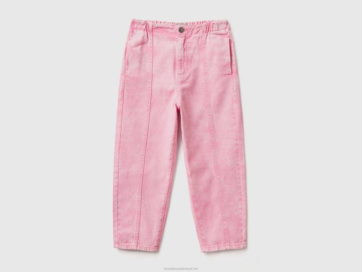 kinderen Benetton paperbagbroek van 100% katoen roze 4R625425