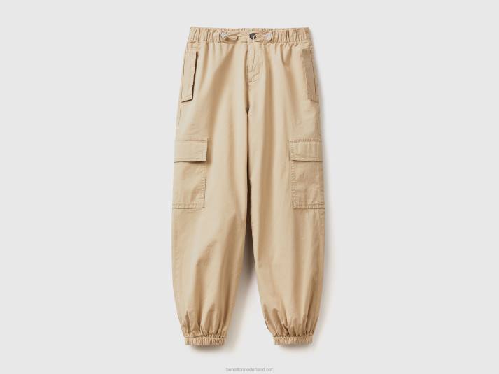 kinderen Benetton parachutebroek met grote zakken beige 4R625468