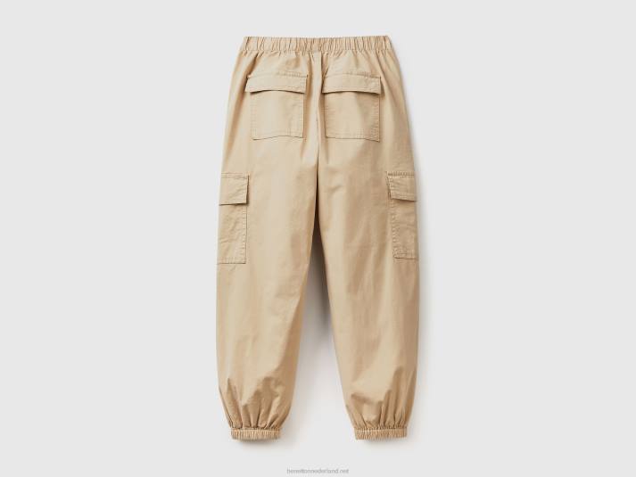 kinderen Benetton parachutebroek met grote zakken beige 4R625468