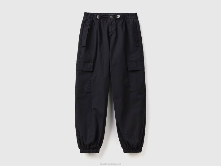 kinderen Benetton parachutebroek met grote zakken zwart 4R622666