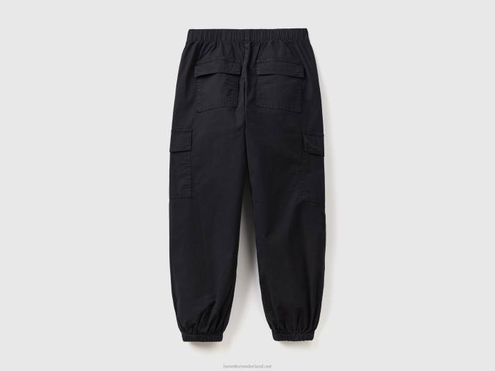 kinderen Benetton parachutebroek met grote zakken zwart 4R622666