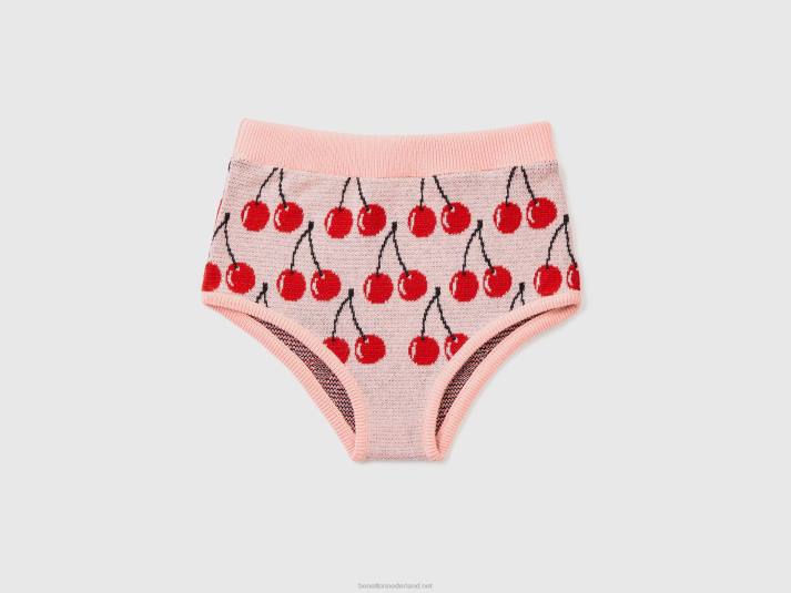 kinderen Benetton roze culotte met kersenpatroon roze 4R622634