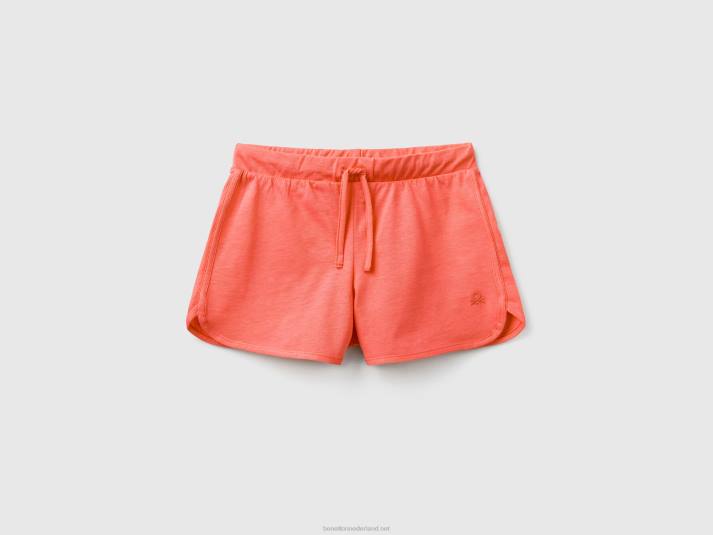 kinderen Benetton short in hardloopstijl van biologisch katoen rood koraal 4R622677