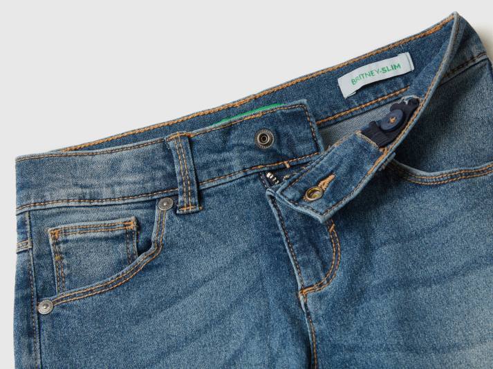 kinderen Benetton slimfit jeans met vijf zakken blauw 4R625481