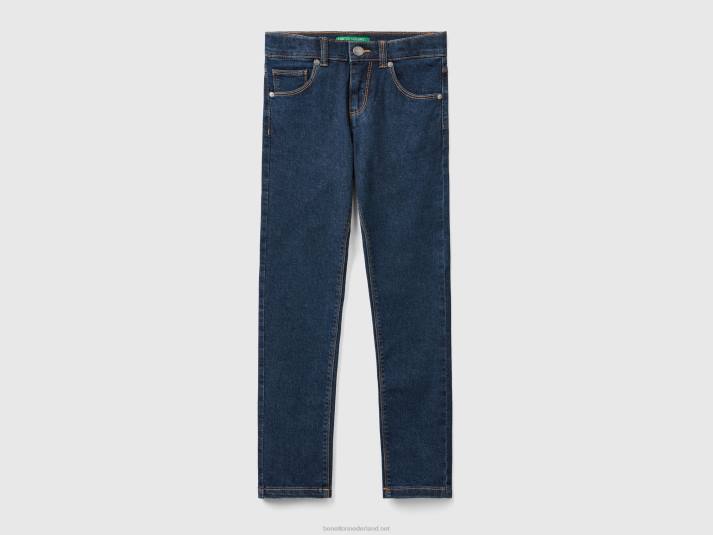 kinderen Benetton slimfit jeans met vijf zakken donkerblauw 4R625479