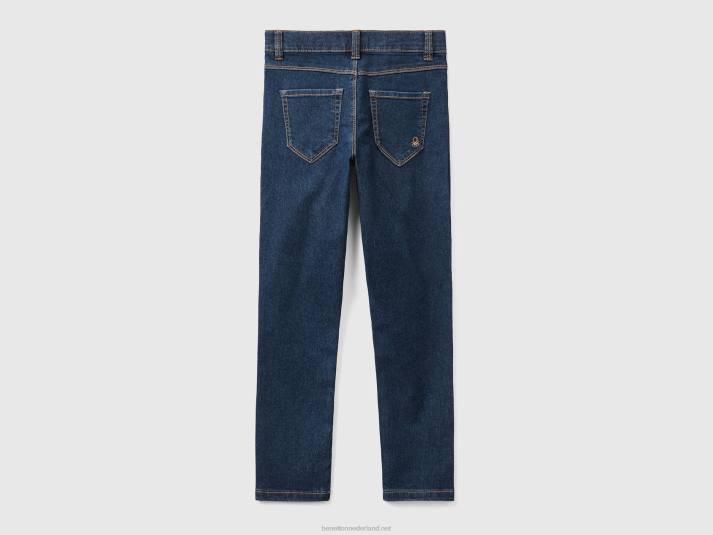 kinderen Benetton slimfit jeans met vijf zakken donkerblauw 4R625479