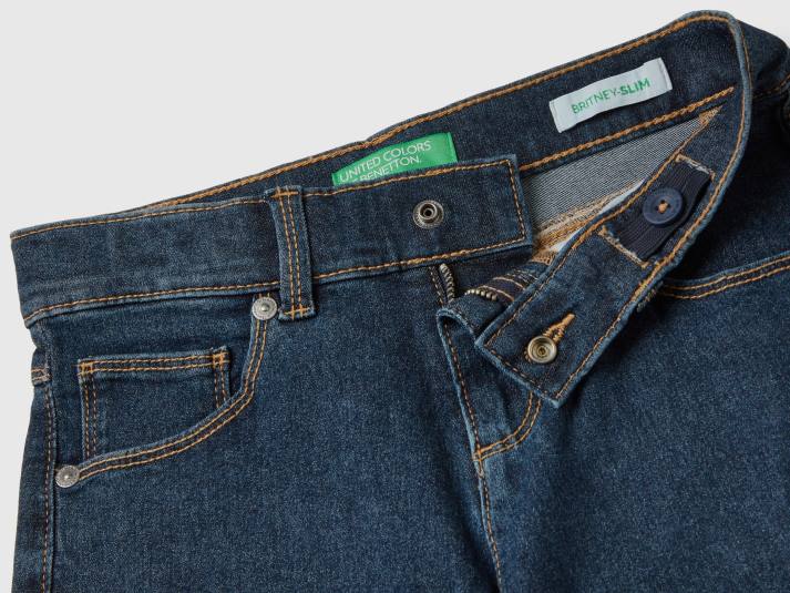 kinderen Benetton slimfit jeans met vijf zakken donkerblauw 4R625479