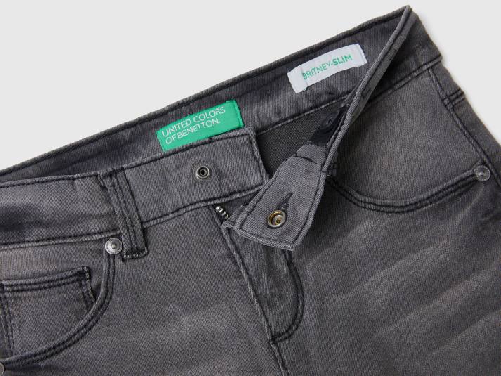 kinderen Benetton slimfit jeans met vijf zakken zwart 4R625483