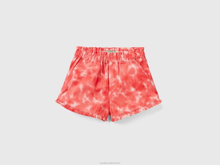 kinderen Benetton tie-dye short met ruches oranje koraal 4R622652