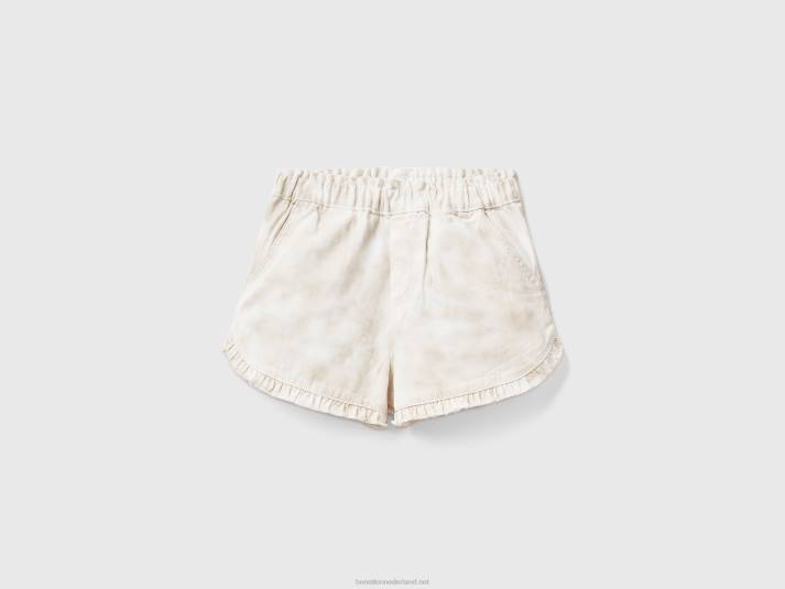 kinderen Benetton tie-dye short met ruches romig wit 4R622664