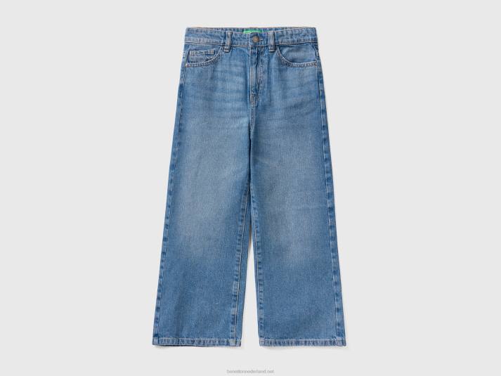 kinderen Benetton wijde jeans met hoge taille donkerblauw 4R625432