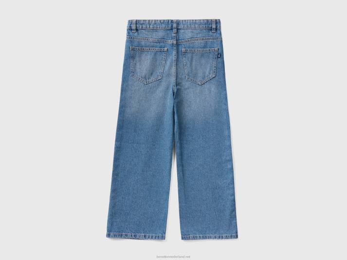 kinderen Benetton wijde jeans met hoge taille donkerblauw 4R625432