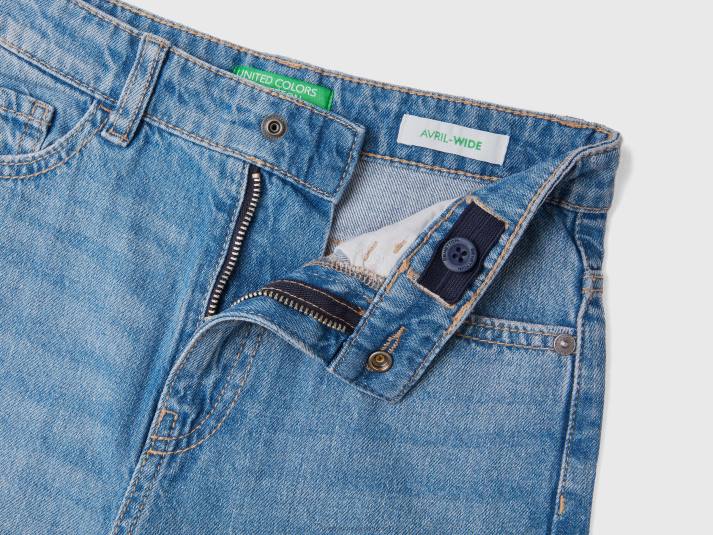kinderen Benetton wijde jeans met hoge taille donkerblauw 4R625432