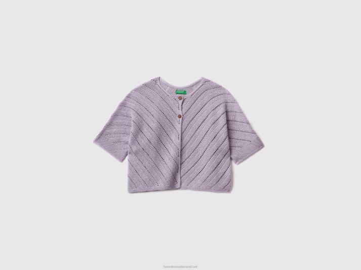 kinderen Benetton opengebreid vest van linnenmix lila 4R623432