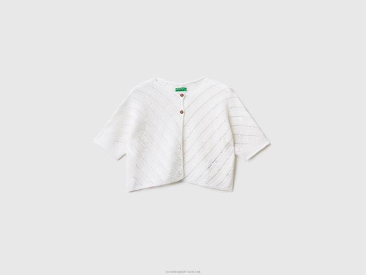 kinderen Benetton opengebreid vest van linnenmix wit 4R626086