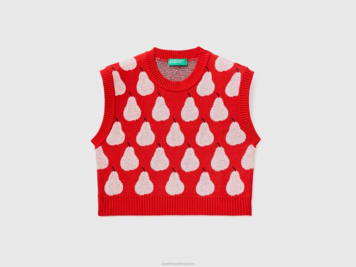 kinderen Benetton rood vest met perenpatroon rood 4R626098