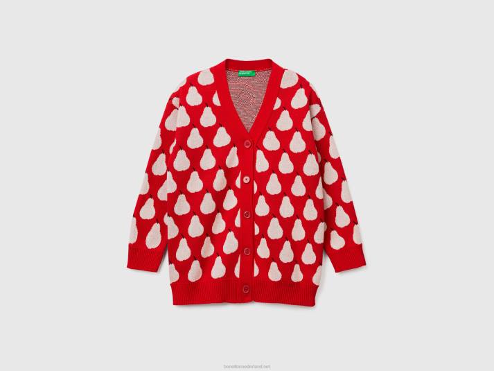 kinderen Benetton rood vest met perenpatroon rood 4R626100