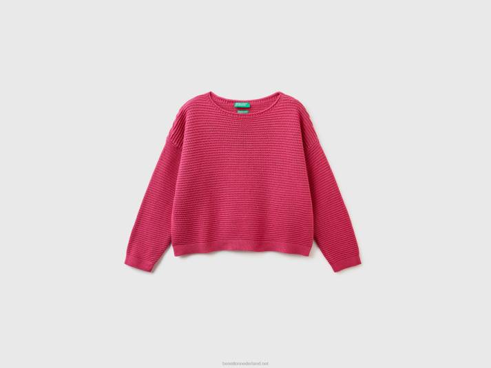 kinderen Benetton sweater van een mix van gerecycled katoen fuchsia 4R623442