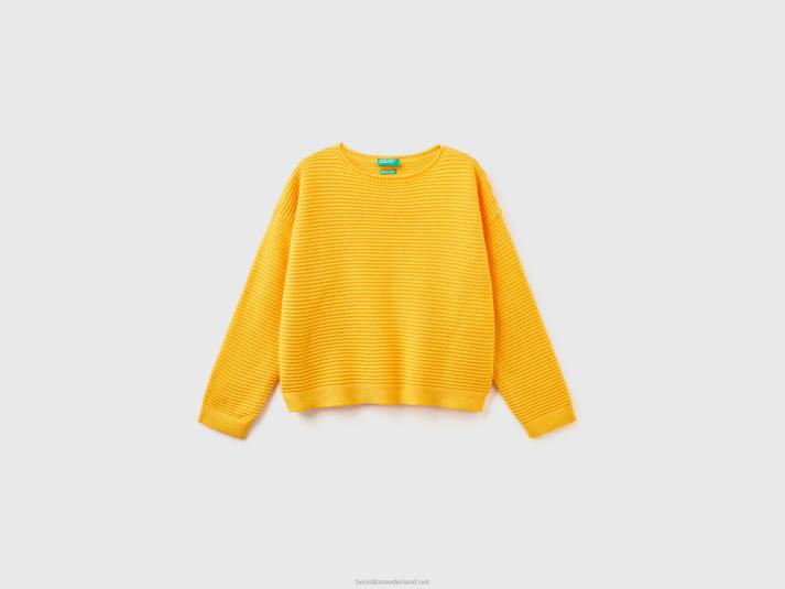 kinderen Benetton sweater van een mix van gerecycled katoen geel 4R626085