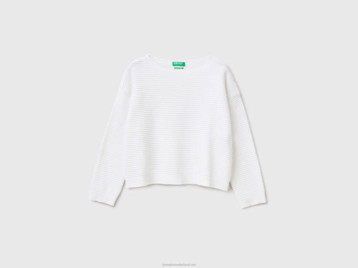 kinderen Benetton sweater van een mix van gerecycled katoen wit 4R626094