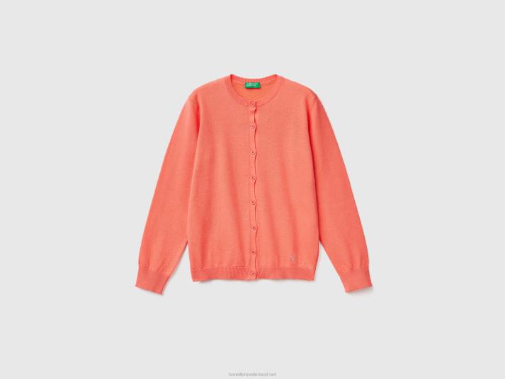 kinderen Benetton vest met ronde hals van een katoenmix oranje koraal 4R626083