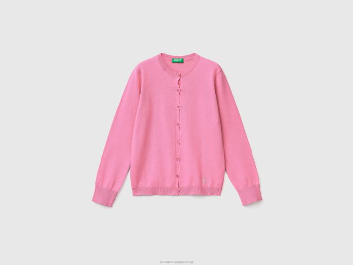 kinderen Benetton vest met ronde hals van een katoenmix roze 4R626095