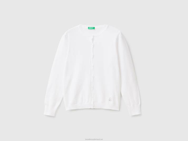 kinderen Benetton vest met ronde hals van een katoenmix wit 4R626090