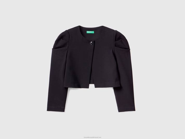 kinderen Benetton kort jasje met pofmouwen zwart 4R625187