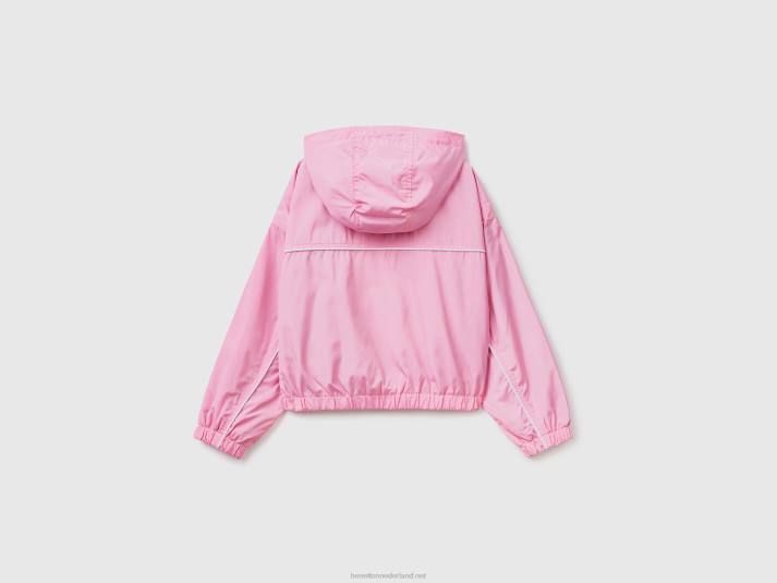 kinderen Benetton nylon jack met capuchon roze 4R625201