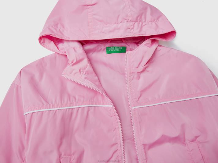 kinderen Benetton nylon jack met capuchon roze 4R625201