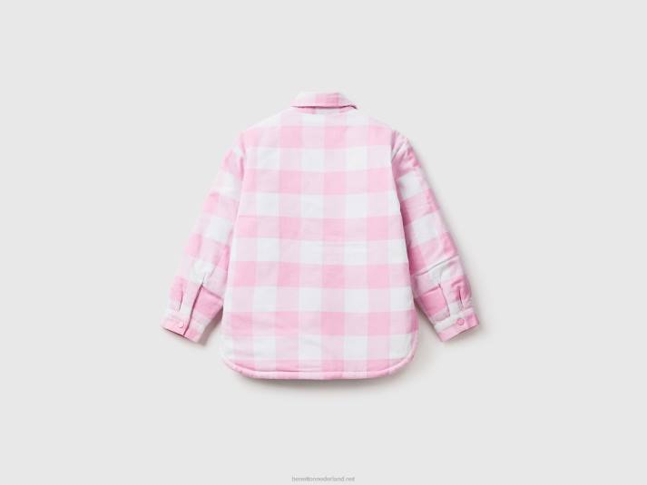 kinderen Benetton oversized geruit overhemdjack roze 4R622419