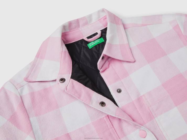 kinderen Benetton oversized geruit overhemdjack roze 4R622419