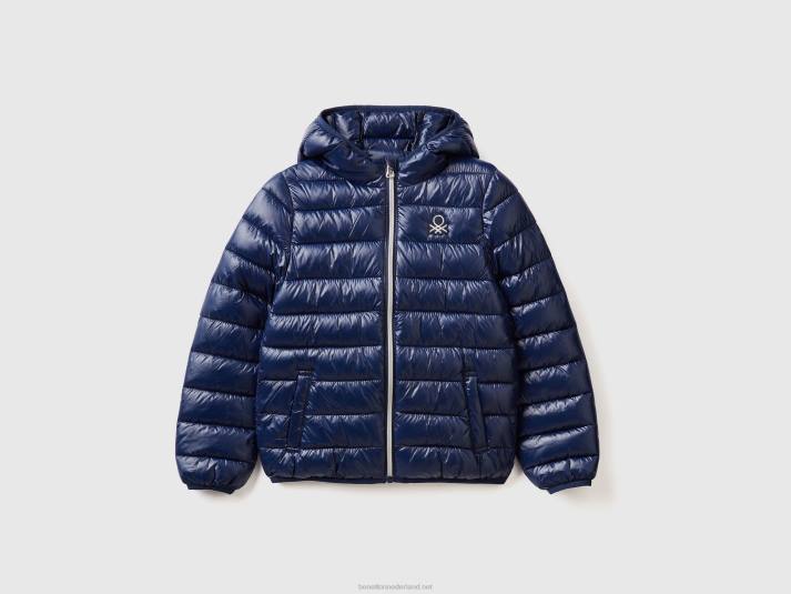 kinderen Benetton pufferjack met capuchon donkerblauw 4R625208