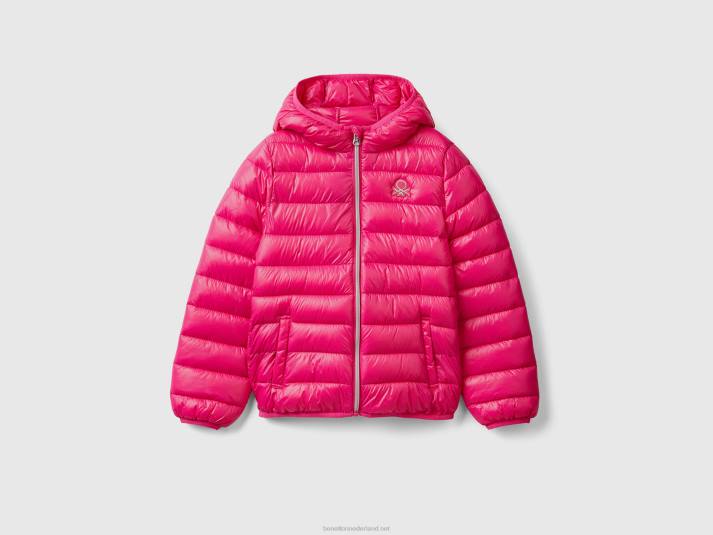kinderen Benetton pufferjack met capuchon fuchsia 4R622435