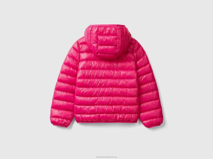 kinderen Benetton pufferjack met capuchon fuchsia 4R625204