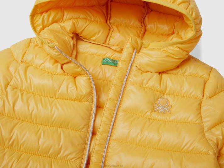 kinderen Benetton pufferjack met capuchon geel 4R622428