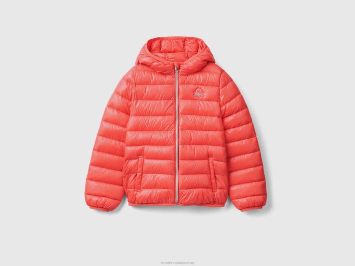 kinderen Benetton pufferjack met capuchon oranje koraal 4R622422