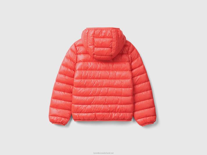 kinderen Benetton pufferjack met capuchon oranje koraal 4R622422