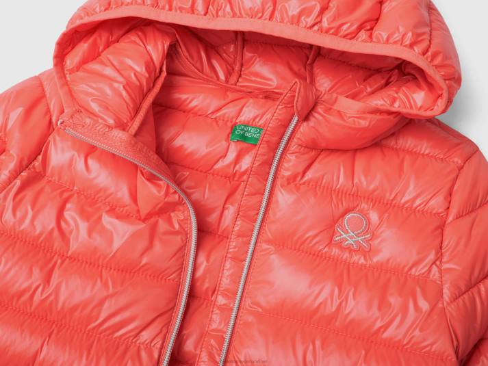 kinderen Benetton pufferjack met capuchon oranje koraal 4R622422